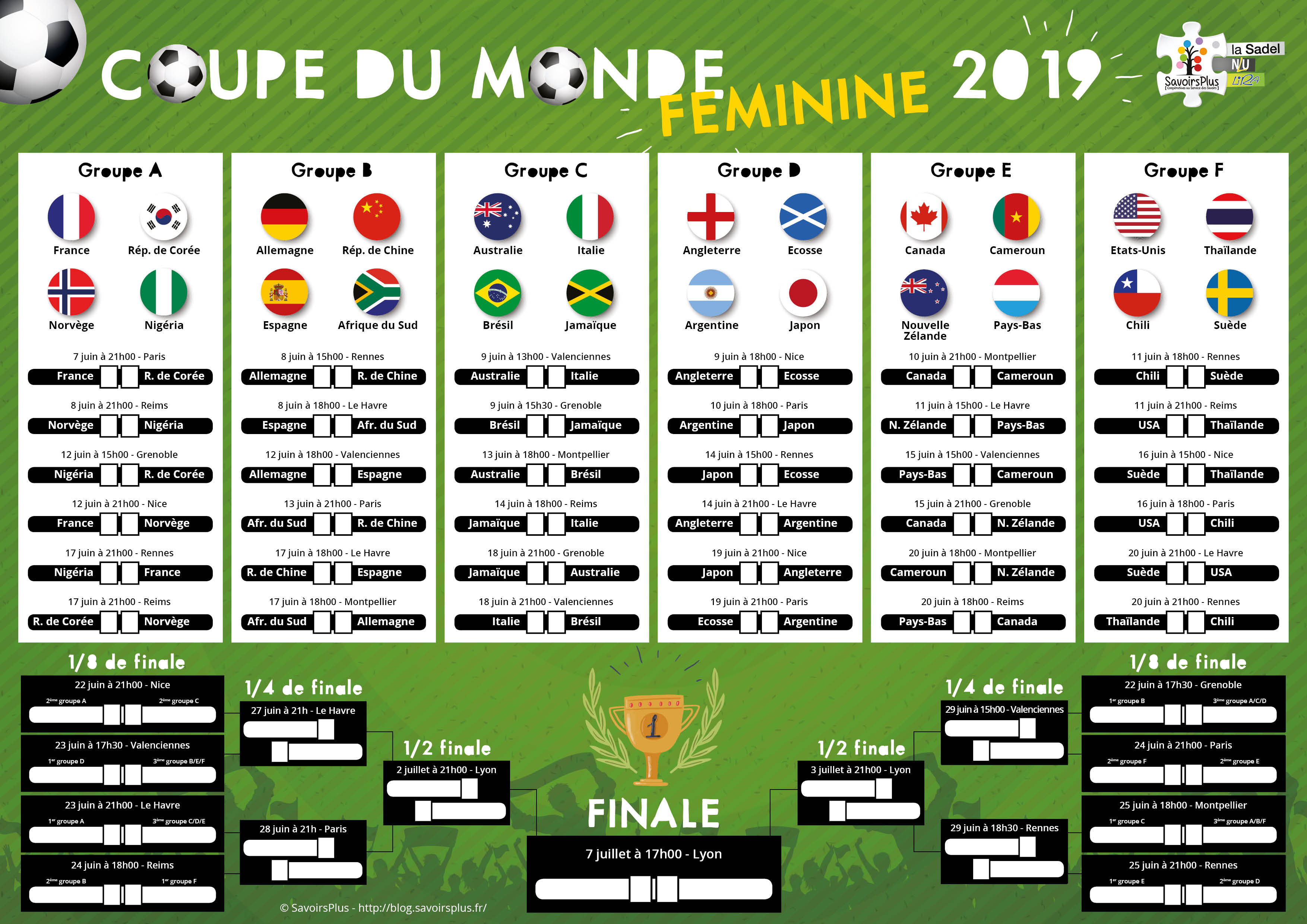 Téléchargement – Calendrier Coupe du Monde féminine de Football 2019 ...